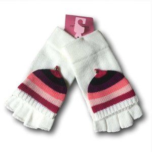Kate spade multi stripe pop top mitten gloves white pink nwt